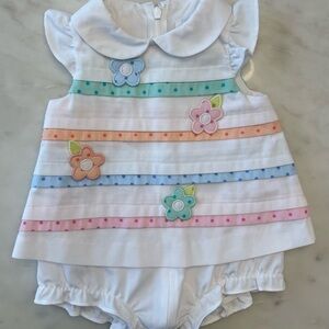 Florence Eiseman baby girl White Floral romper dress